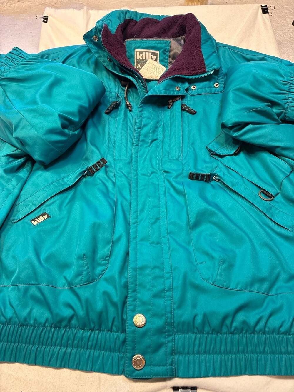 Vintage Killy A.W.T. Technical Equipment Teal & Purple Ski Jacket Parka